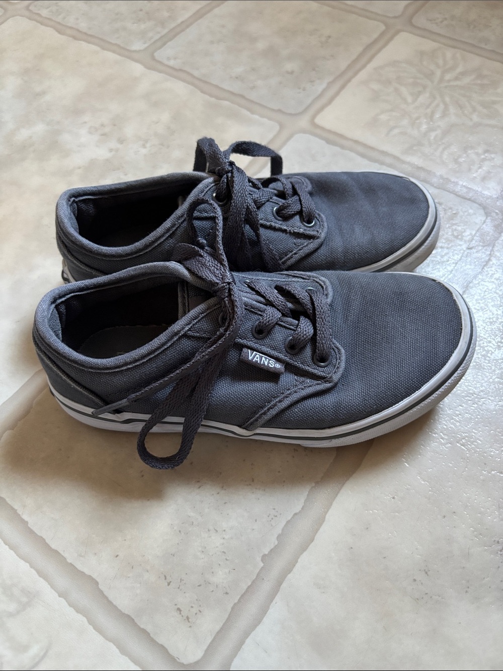 Vans Off The Wall Shoes-Youth Size 13 Child Gray with gum bottoms.